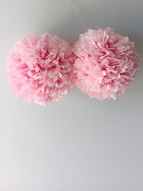 Flower Hanging Decor Set Of 2 Faux Floral Blooms Light Pink